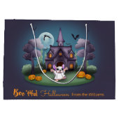Schattigee spookpompoenen Haunted House Halloween Groot Cadeauzakje (Achterkant)