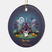 Schattigee spookpompoenen Haunted House Halloween Keramisch Ornament (Links)