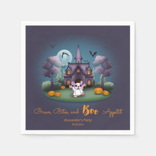 Schattigee spookpompoenen Haunted House Halloween Servet