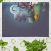 Schattigee spookpompoenen Haunted House Halloween Theedoek (Gevouwen)