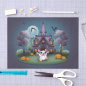 Schattigee spookpompoenen Haunted House Halloween Tissuepapier (Craft)