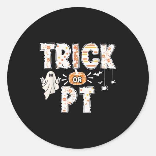 Schattigee spookpompoentruc of PT fysiotherapie HA Ronde Sticker (Voorkant)