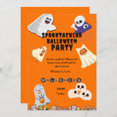Schattigee spooktaculaire oranje spook Halloween f Kaart (Voorkant / Achterkant)