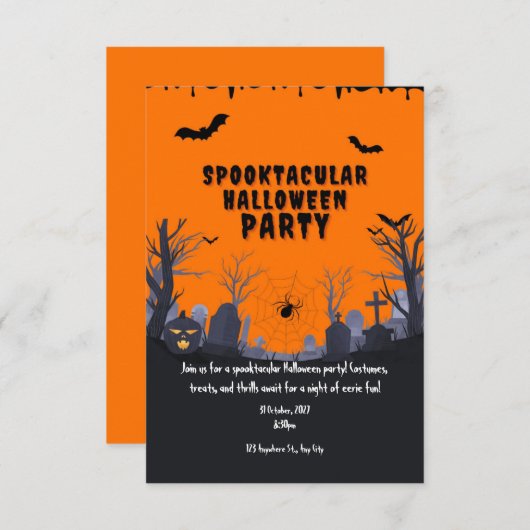 Schattigee spooktaculaire oranje spook Halloween f Kaart (Voorkant / Achterkant)