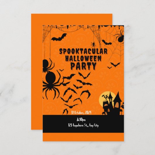 Schattigee spooktaculaire oranje spook Halloween f Kaart (Voorkant / Achterkant)
