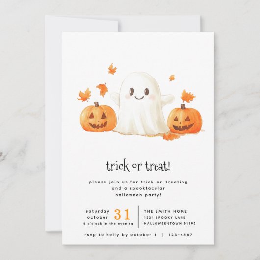 Schattigee spooktaculaire truc of behandelende par kaart (Voorkant)