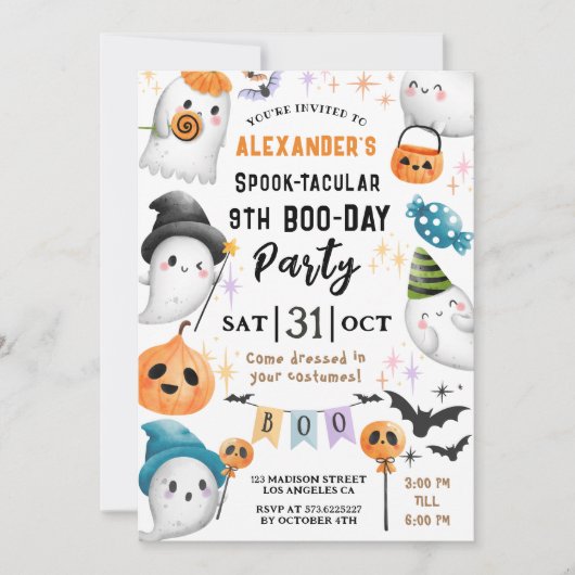 Schattigee Spooktacular Halloween 9e Verjaardag Sc Kaart (Voorkant)