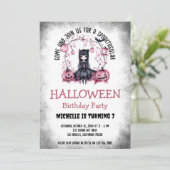 Schattigee Spooktacular Halloween Gothic Girl Verj Kaart (Staand voorkant)