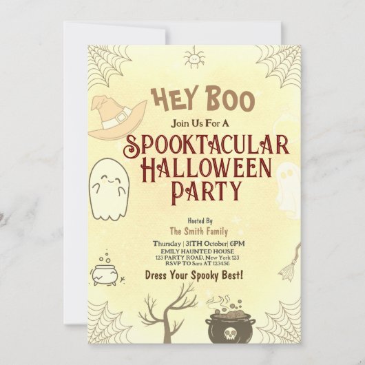 Schattigee Spooktacular Halloween Party Invitation Kaart (Voorkant)