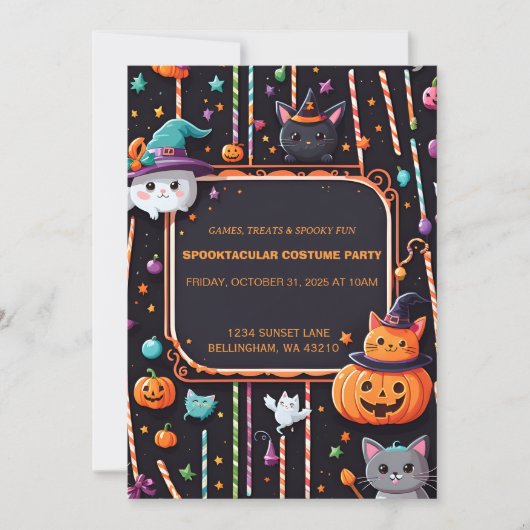 Schattigee Spooktacular Halloween Party Invitation Kaart (Voorkant)