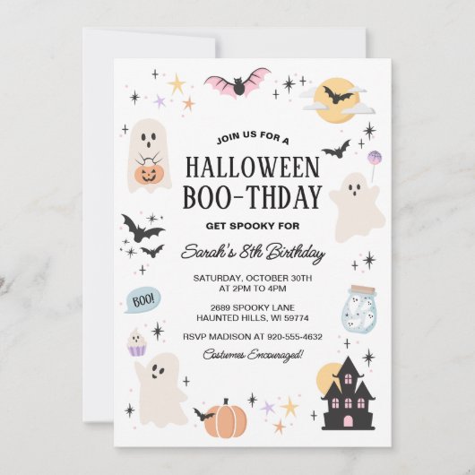 Schattigee Spooktacular Halloween Verjaardagspaste Kaart (Voorkant)