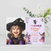 Schattigee Spooktacular verjaardagsfoto Halloween  Kaart (Staand voorkant)