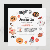 Schattigee spookvleermuis snoep Halloween Spooky V Kaart (Voorkant / Achterkant)