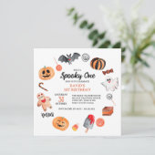 Schattigee spookvleermuis snoep Halloween Spooky V Kaart (Staand voorkant)