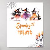 Schattigee Spooky behandelt Halloween-heksen Verja Poster (Voorkant)