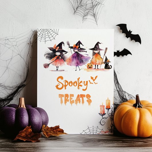 Schattigee Spooky behandelt Halloween-heksen Verja Poster