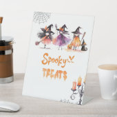 Schattigee Spooky behandelt Halloween-heksen Verja Reclamebord Met Voetstuk (Insitu)