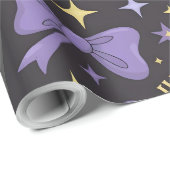 Schattigee Spooky Black Cat & Bow Naadloze Hallowe Cadeaupapier (Rol Hoek)