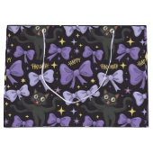 Schattigee Spooky Black Cat & Bow Naadloze Hallowe Groot Cadeauzakje (Voorkant)