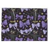 Schattigee Spooky Black Cat & Bow Naadloze Hallowe Groot Cadeauzakje (Achterkant)
