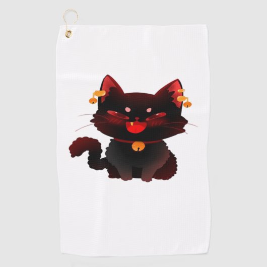 Schattigee Spooky Black Cat met Bells Classic T-sh Golfhanddoek (Voorkant)