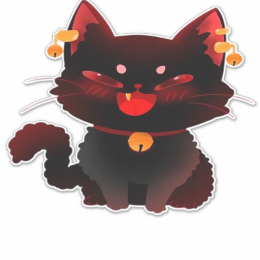 Schattigee Spooky Black Cat met Bells Classic T-sh Sticker (Voorkant)