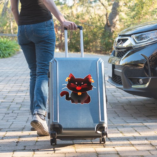 Schattigee Spooky Black Cat met Bells Classic T-sh Sticker (Koffer Insitu)