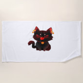 Schattigee Spooky Black Cat met Bells Classic T-sh Strandlaken (Voorkant)