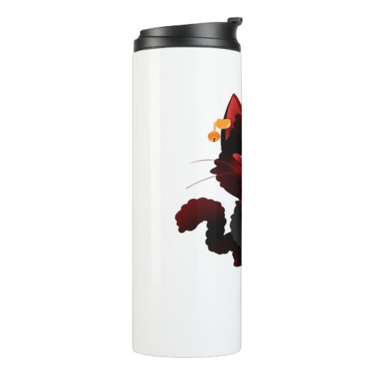 Schattigee Spooky Black Cat met Bells Classic T-sh Thermosbeker (Gedraaid links)