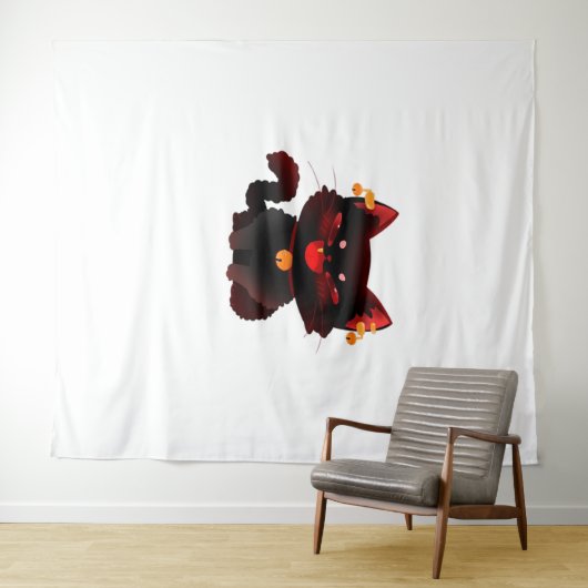 Schattigee Spooky Black Cat met Bells Classic T-sh Wandkleed (In Situ (horizontaal))