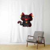 Schattigee Spooky Black Cat met Bells Classic T-sh Wandkleed (In situ)