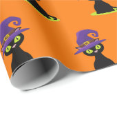 Schattigee Spooky Black Cat Trick or treat Hallowe Cadeaupapier (Rol Hoek)