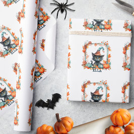 Schattigee Spooky Black Cat Witch Pet Pompoen Hall Cadeaupapier