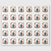 Schattigee Spooky Black Cat Witch Pet Pompoen Hall Cadeaupapier (Vlak)