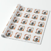 Schattigee Spooky Black Cat Witch Pet Pompoen Hall Cadeaupapier (Uitgerold)