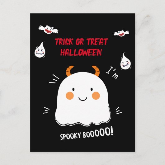 Schattigee Spooky Boo Demon Ghost Feestdagenkaart (Voorkant)