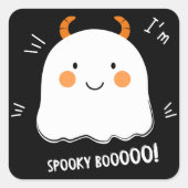 Schattigee Spooky Boo Demon Ghost Vierkante Sticker (Voorkant)