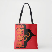 Schattigee Spooky Cat met "Boo": Halloween Cat Des Tote Bag (Voorkant)