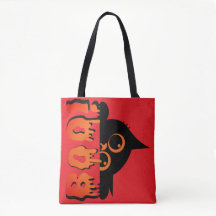 Schattigee Spooky Cat met "Boo": Halloween Cat Des