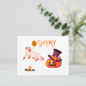 Schattigee Spooky Dog Ghost & Pumpkin Halloween De Briefkaart (Staand voorkant)