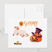 Schattigee Spooky Dog Ghost & Pumpkin Halloween De Briefkaart (Voorkant / Achterkant)