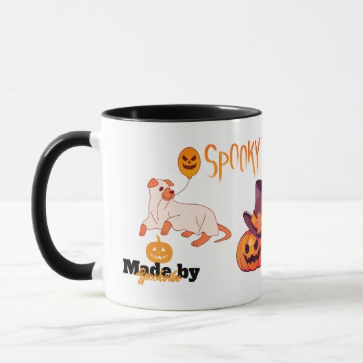 Schattigee Spooky Dog Ghost & Pumpkin Halloween De Mok (Links)