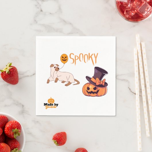 Schattigee Spooky Dog Ghost & Pumpkin Halloween De Servet (Insitu)