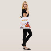 Schattigee Spooky Dog Ghost & Pumpkin Halloween De Tote Bag (Op model)
