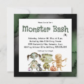 Schattigee Spooky Drie Monster Bash Halloween Part Kaart (Voorkant)