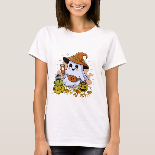 Schattigee Spooky Drink Koffie T-shirt (Voorkant)