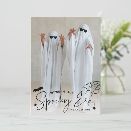 Schattigee Spooky Era Foto Halloween Feestdagenkaart (Staand voorkant)
