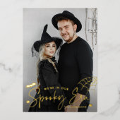 Schattigee Spooky Era Foto Halloween Folie Feestdagenkaart (Voorkant)