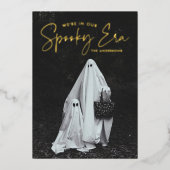 Schattigee Spooky Era Foto Halloween Folie Feestdagenkaart (Voorkant)