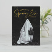 Schattigee Spooky Era Foto Halloween Folie Feestdagenkaart (Staand Voorkant)